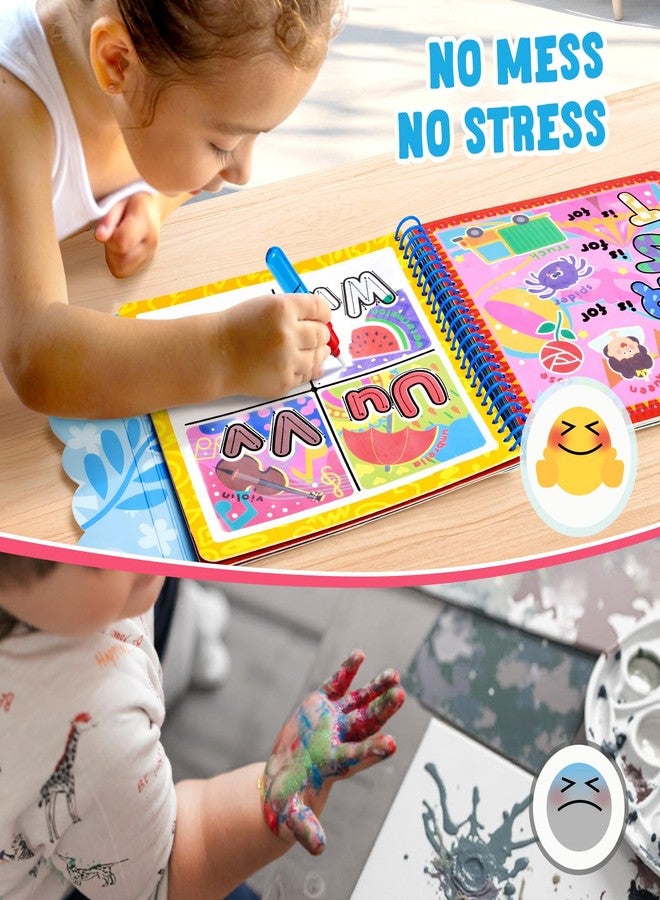 JoyCat كتاب تلوين حروف الأبجدية المائي من جوي كات للأطفال الصغار من 3 إلى 5 سنوات، قابل لإعادة الاستخدام، 14 صفحة أنشطة مع قلم مائي للرسم بدون فوضى، ألعاب تعليم الحروف الأبجدية لمرحلة ما قبل المدرسة، للأولاد والبنات الصغار - Image 3
